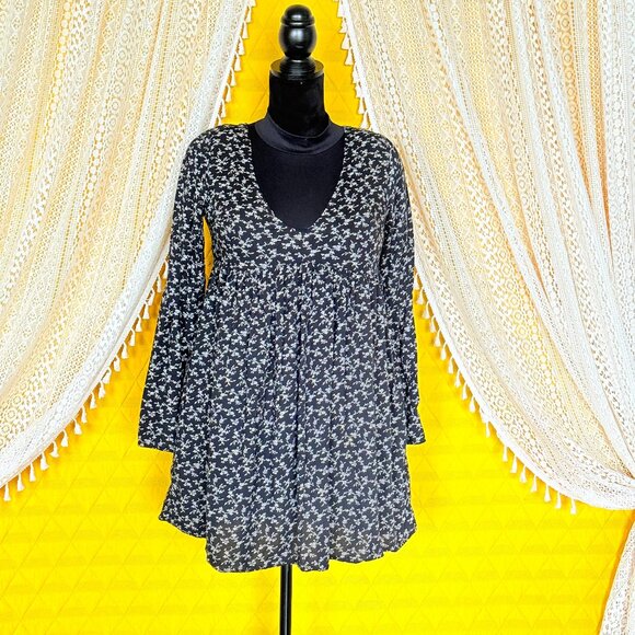 Denim & Supply Ralph Lauren Black & White Floral Babydoll Dress Size XS | Y2k - Picture 4 of 16